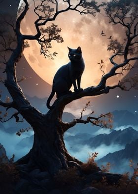 Cat And Moon