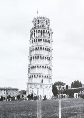 Tower of Pisa Black White