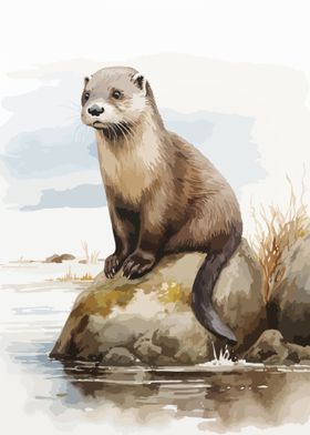 Otter Watercolor Cute