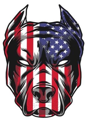 Dog  American Flag Art