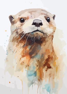 Sea Otter Watercolor Art
