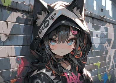 Anime Graffiti Cat Girl