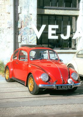 Vintage red car coccinelle