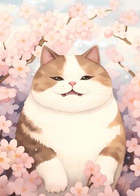 Joyful Sakura Cat