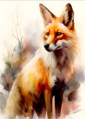 fox watercolor