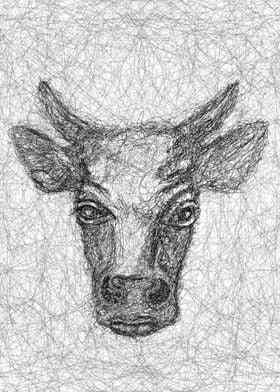 Scribble art Cow head 