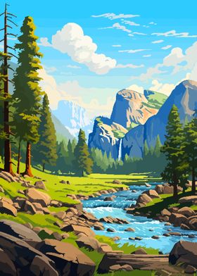 Yosemite Spring Pixel Art