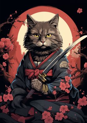 Cat Samurai Portrait