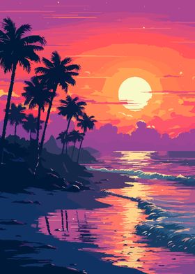 SoCal Sunset Pixel Art