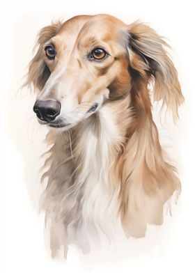 Saluki dog portrait