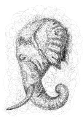 Scribble art Elephant 