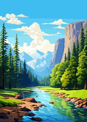 Spring Yosemite Pixel Art