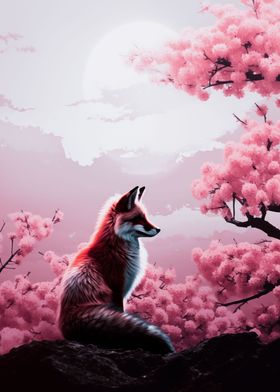 Red Fox under Sakura