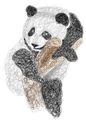 Scribble art Panda on tree