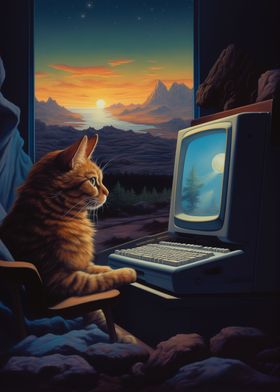 Futuristic Digital Cat