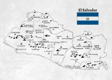 Handdrawn El Salvador Map