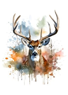 deer watercolor