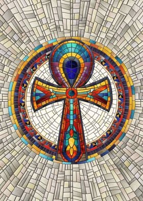 Ankh Cross Mosaic Art