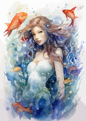 Cute Mermaid Watercolor