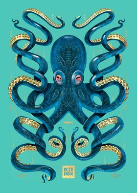 Octopus blue and gold