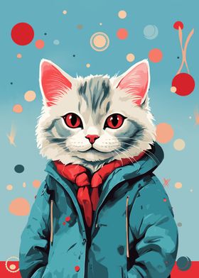 Colorful Winter Cat