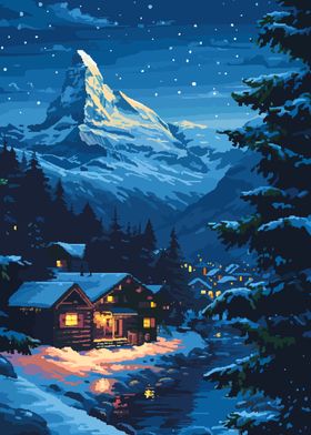 Switzerland Pixel Art