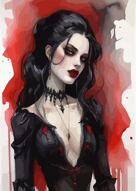 Gothic Vampire Watercolor