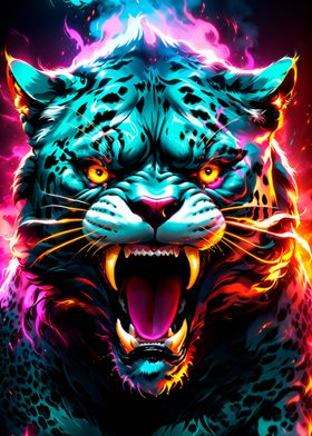jaguar neon light art 