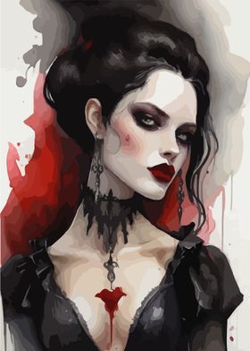 Dark Vampire Watercolor