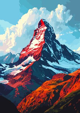 Swiss Alps Pixel Art