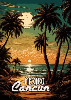 Cancun Mexico Vintage Art
