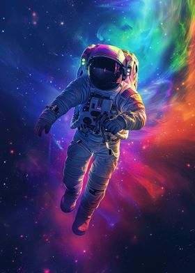 Astronaut Rainbow Galaxy