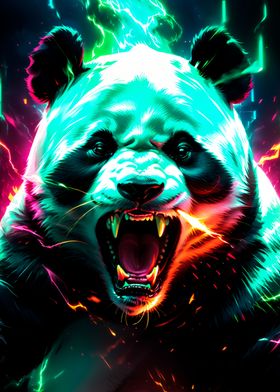 panda neon light art 
