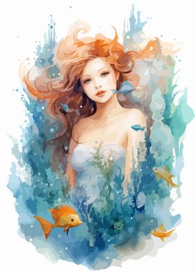 Sexy Mermaid Watercolor