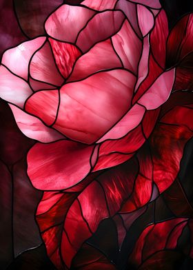 Pink Roses Stained Glass