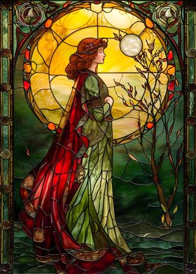 Pious Woman Stained Glass