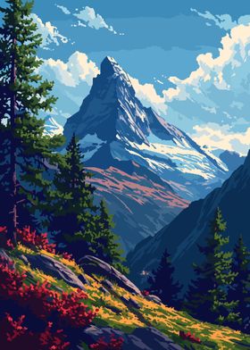 Swiss Nature Pixel Art