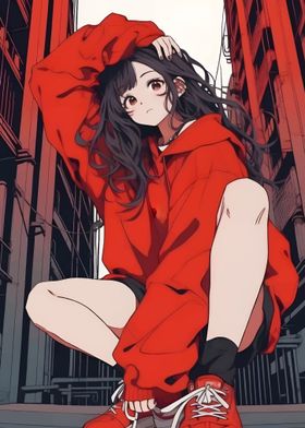 girl in the red hoodie