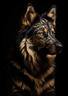Wolf Gold Dark Animal