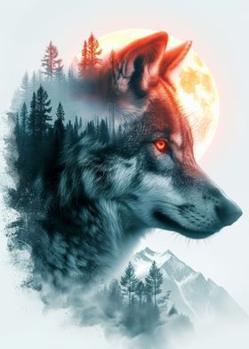 white wolf and the moon