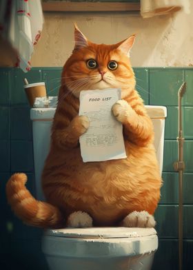 Toilet Cute Cartoon Cat