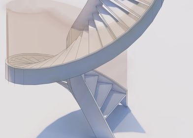 Watercolor spiral stairs