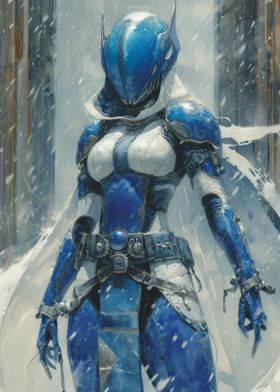 Warrior in Blue Armor