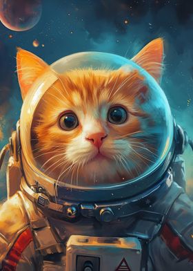 Astronaut Cute Cartoon Cat