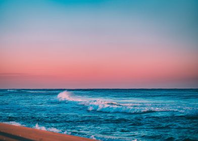 pinky sky over the ocean