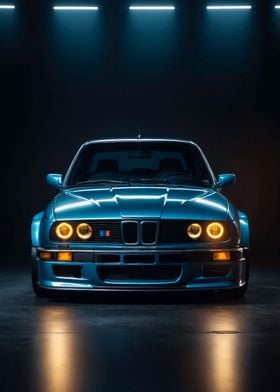 old BMW M3 art poster  