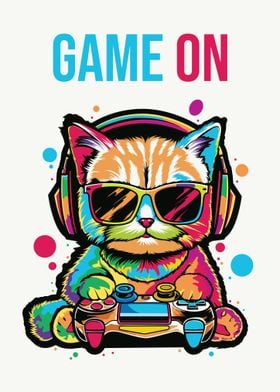 Cat Gaming Pop Art