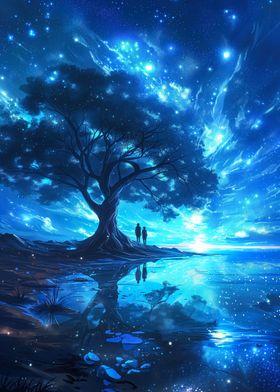 tree of life in blue