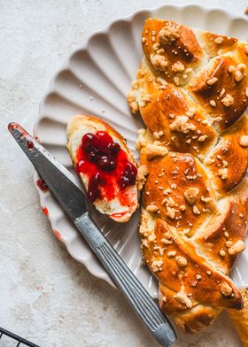 Sweet bread with jam