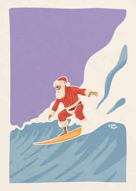 Surf santa claus wave